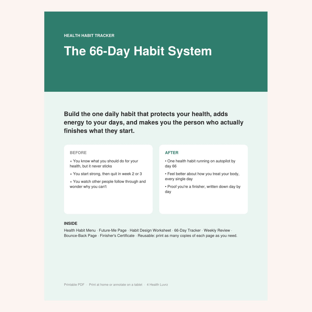 The 66-Day Habit System printable cover
