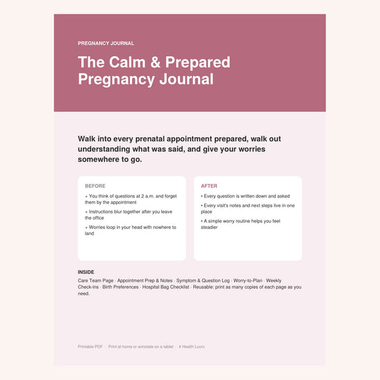 The Calm & Prepared Pregnancy Journal printable cover