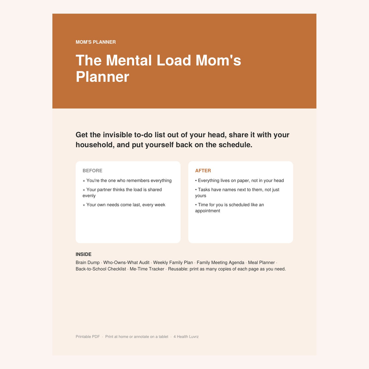 The Mental Load Mom's Planner printable cover