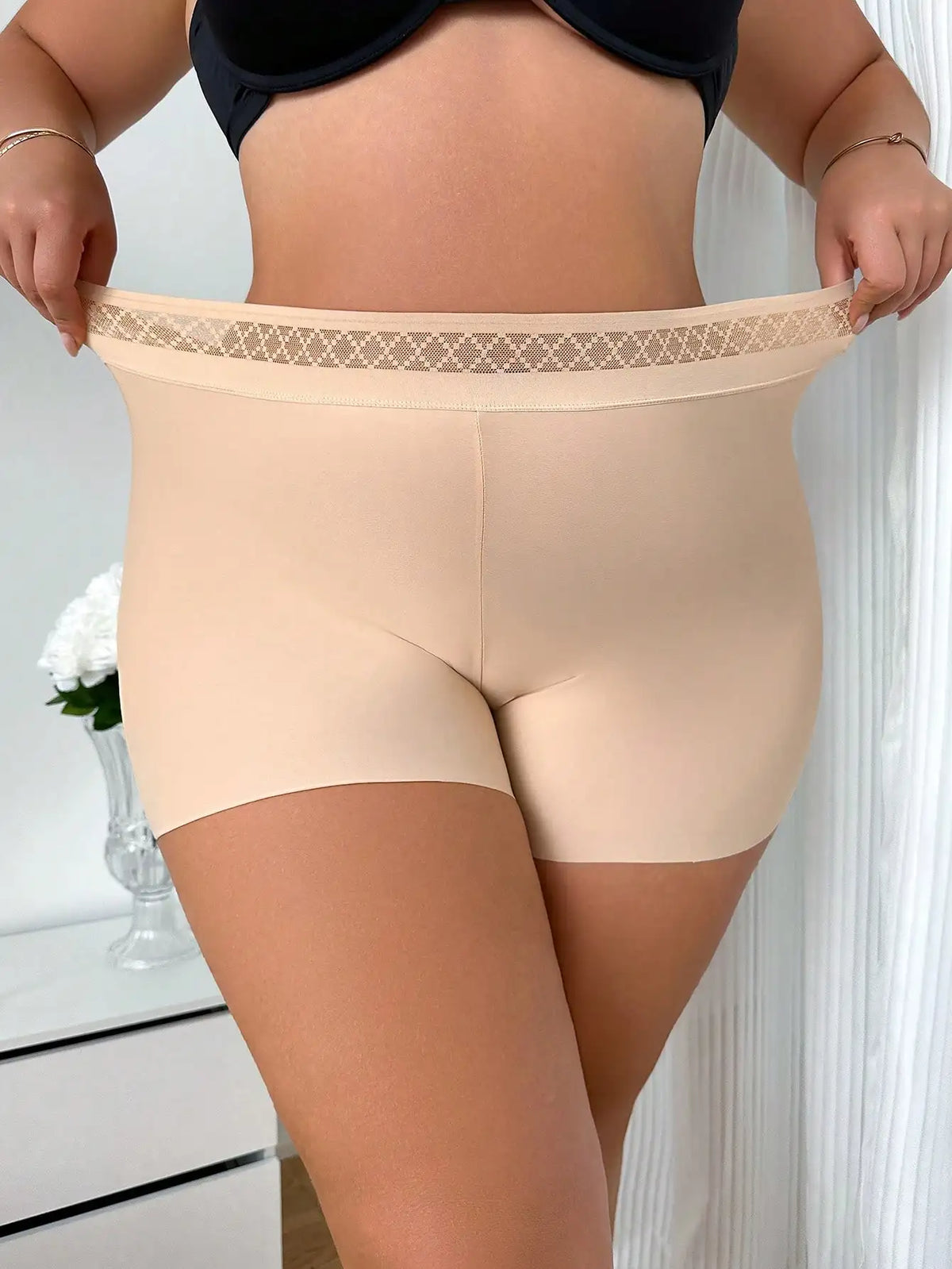 Plus-Size Lace Anti-Chafing Slip Shorts (1XL–3XL)