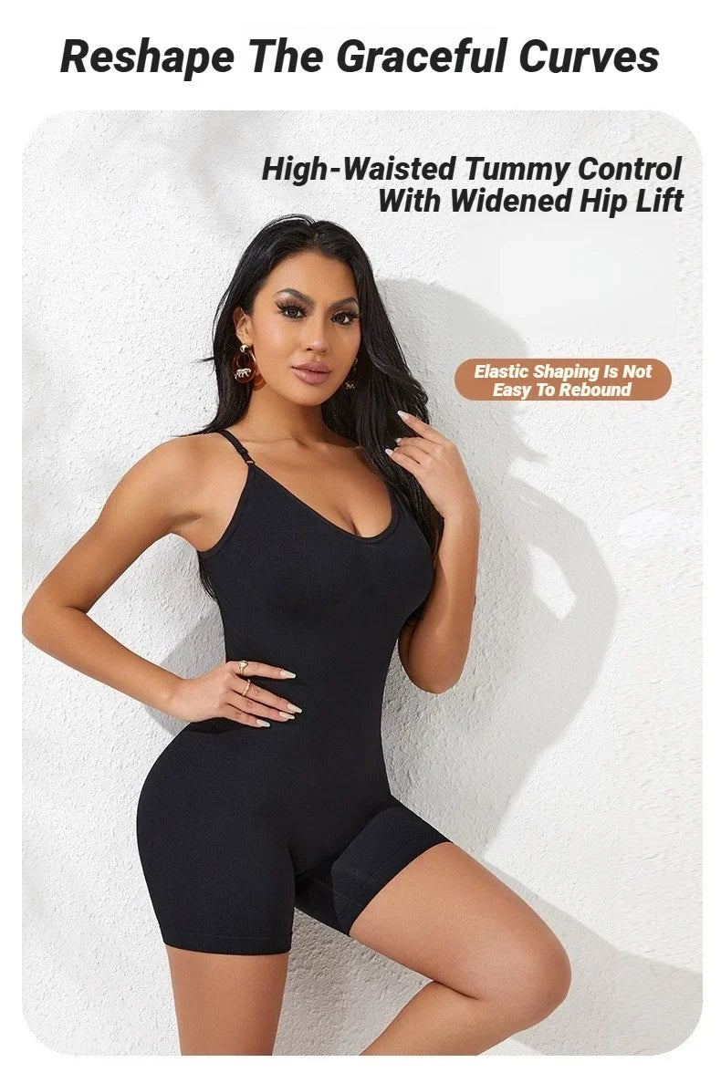 Tank Shapewear Bodysuit with Anti-Chafing Shorts (S–1XL)