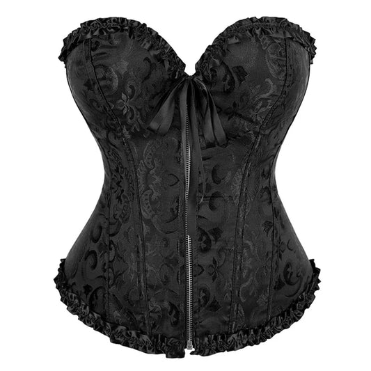 Zip-Front Lace Corset Bustier (XS–6XL)