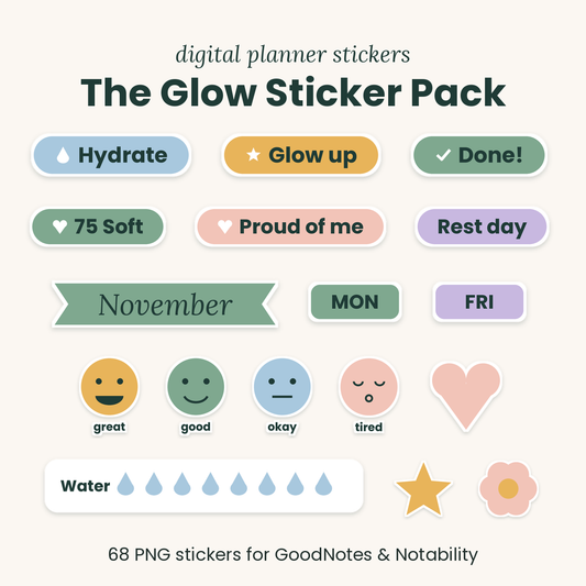 The Glow Sticker Pack – 68 Digital Planner Stickers